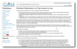 La dichiarazione di Montreal: Public legal information from all countries and international institutions is part of the common heritage of humanity.