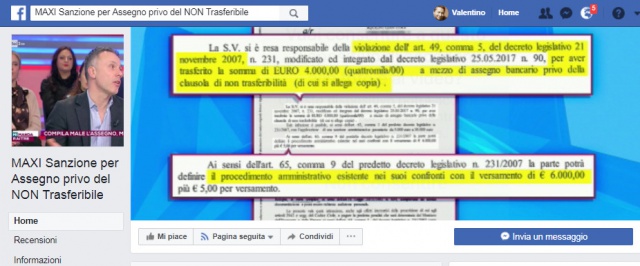 Regali 1500 euro con assegno trasferibile a tuo figlio ? Due multe da 6500 euro -ciascuna- per riciclaggio