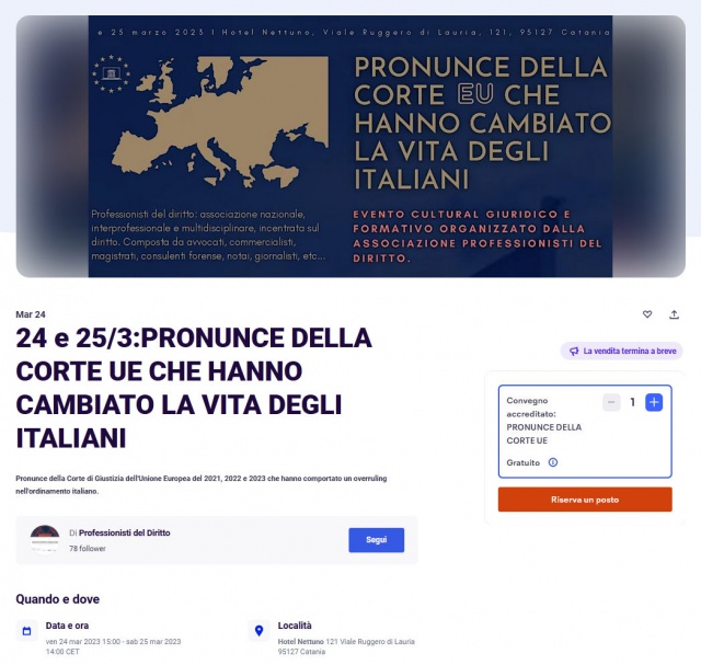 Catania - PRONUNCE DELLA CORTE UE CHE HANNO CAMBIATO LA VITA DEGLI ITALIANI